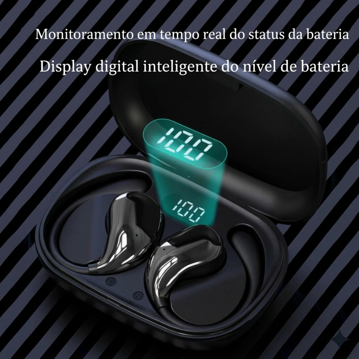 Fone de Ouvido Bluetooth 5.4 Sport com Gancho Ergonômico