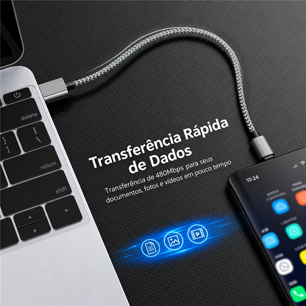 Cabo USB-A para USB-C Koovesy - foto 5
