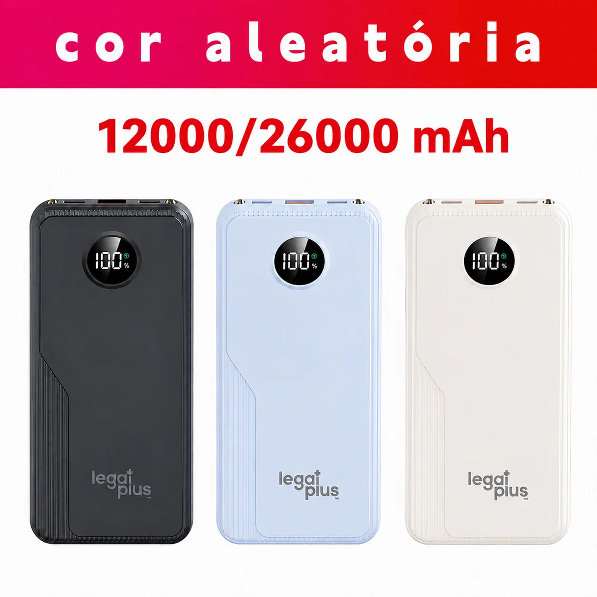 Power Bank 12000mAh / 26000mAh Carga Rápida PD 22.5W Com 4 Cabos Integrados Display Digital Para Viagem
