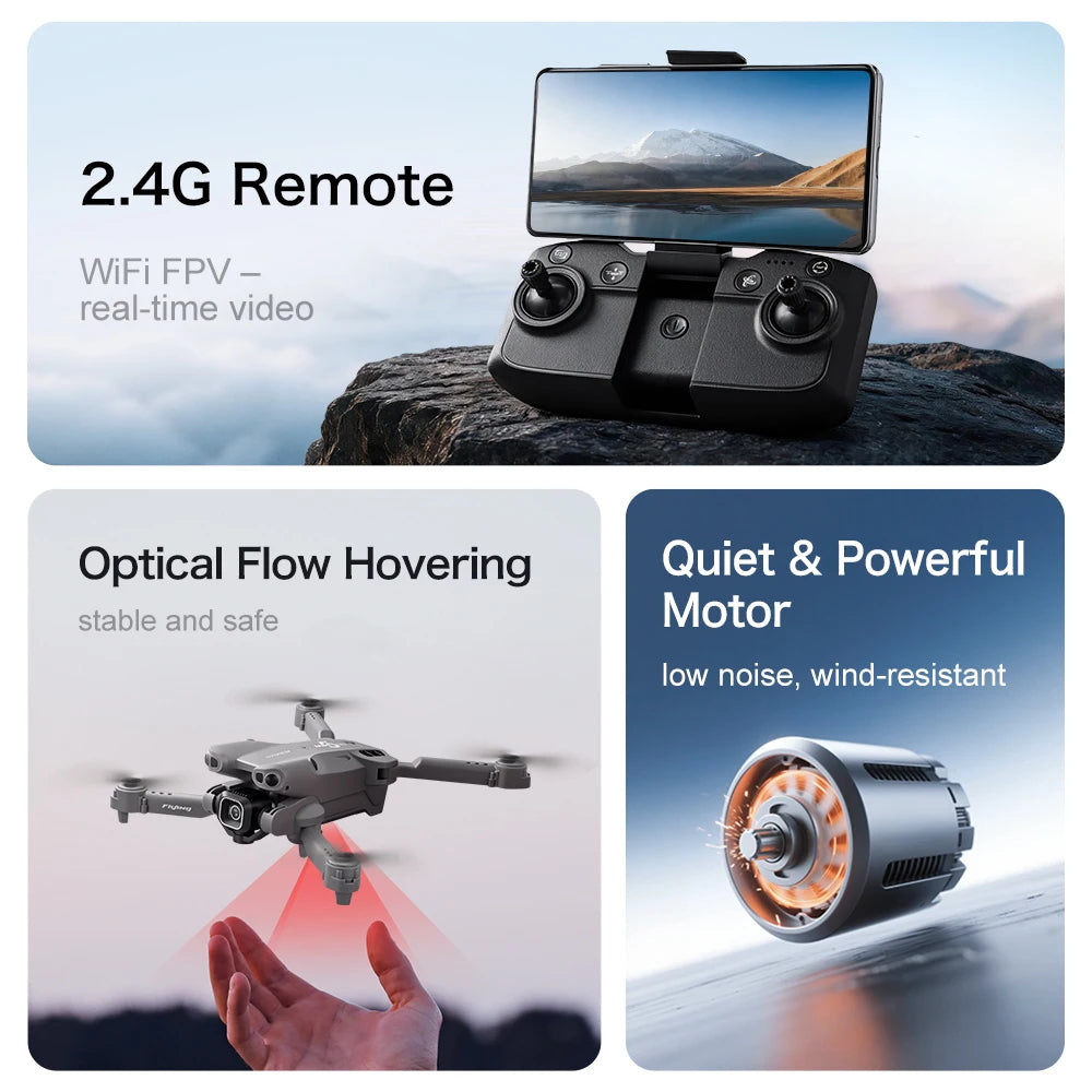 Mini 5 Pro Folding Drone Quadcopter 8K HD Aerial Professional Camera Screen Remote Control Brushless Obstacle UAV Airplane RC To
